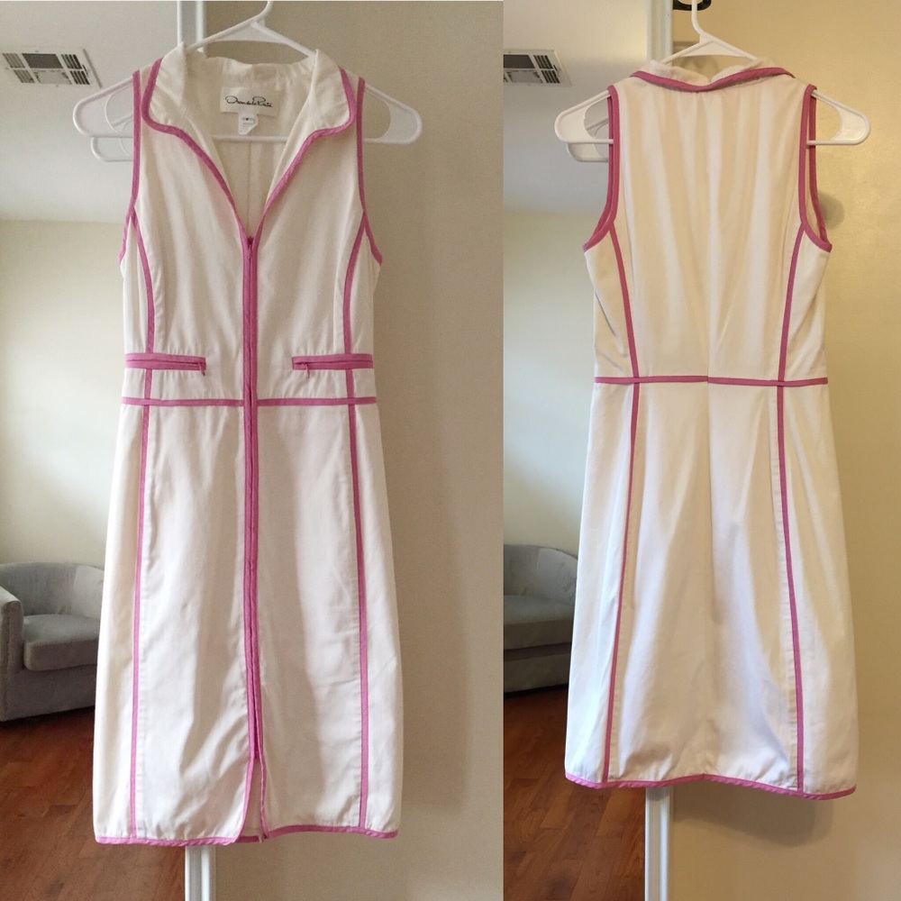 Oscar de la Renta white/pink dress size 0-2 mod
